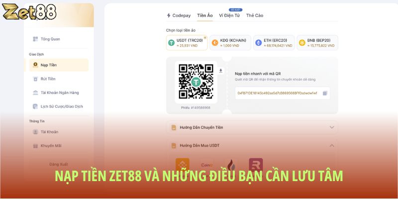 Nạp tiền Zet88