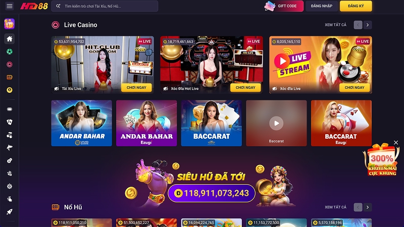 Casino HD88 có nhiều tựa game từ dân gian đến quốc tế